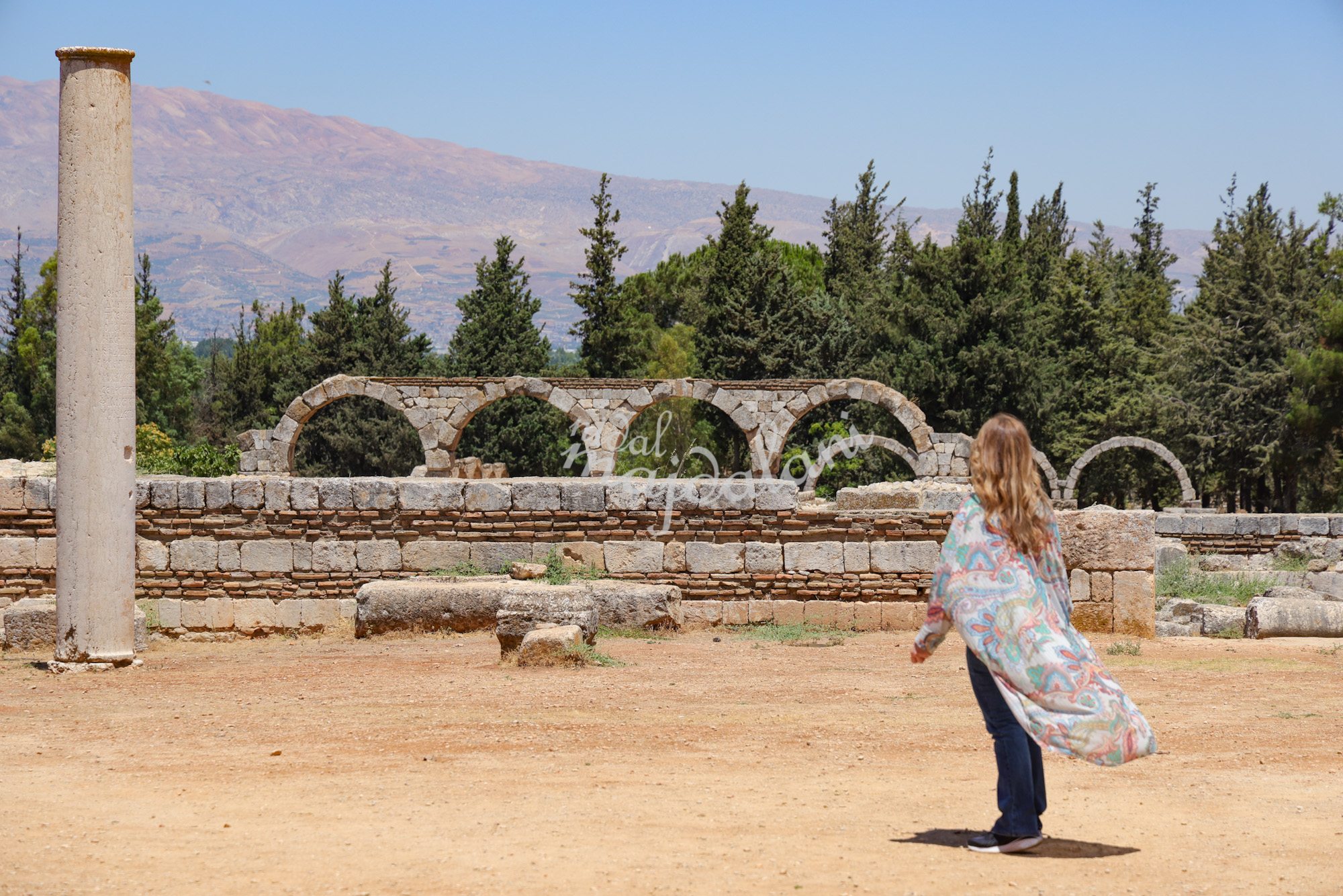 Nidal Majdalani at the Umayyad ruins of Anjar
